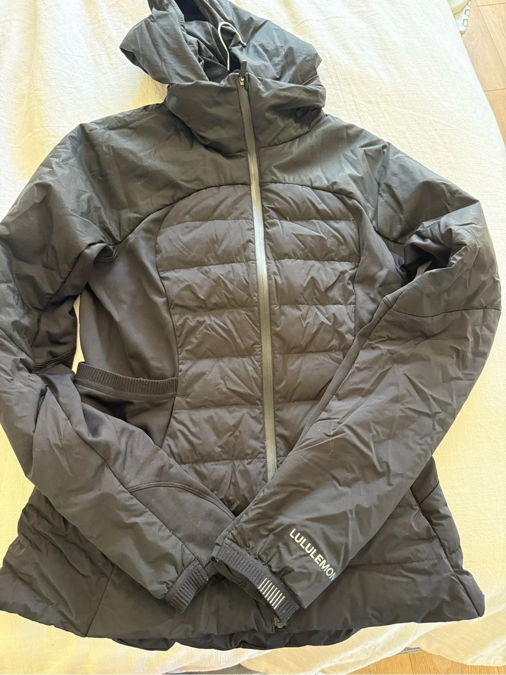 lululemon down for it all Women's Black Quilted Hooded Jacket